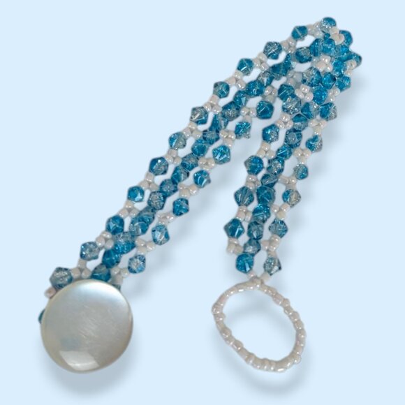(2/$20) Blue & White Woven Seed Bead Bracelet - Picture 4 of 5
